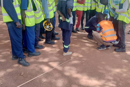 Students learn how to set road section before working on it.