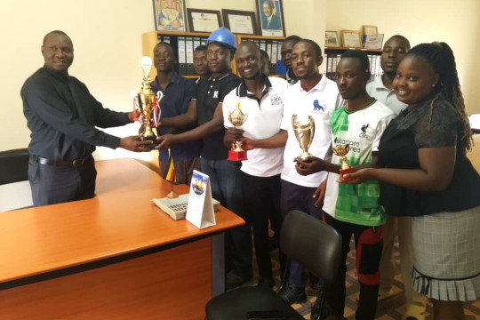 Trophy parade to the office of Principal by Water department