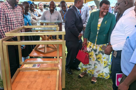 The Commissioner TVET during skill competitions held at the college grounds